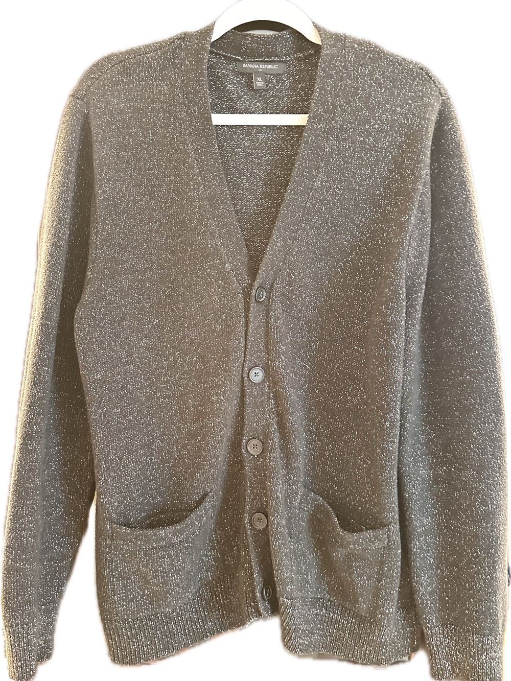 Banana Republic Men's Black Flecked Button-Front Cardigan